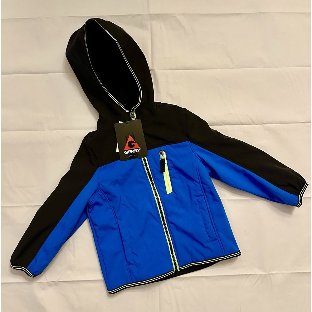 Gerry Boys Soft Shell Zip Up Hooded Jacket Water Resistant Fleece Lined XXS